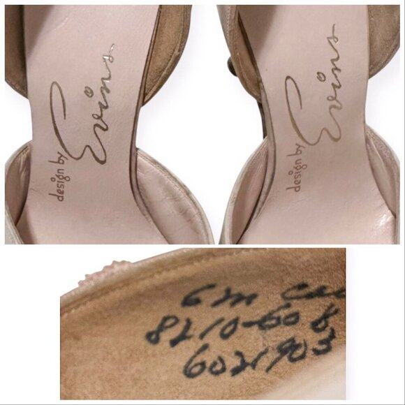 David Evins Pale Pink Leather Pumps Pointed Toe 1950s Bow Heel Cutout, 6M - Picture 12 of 16